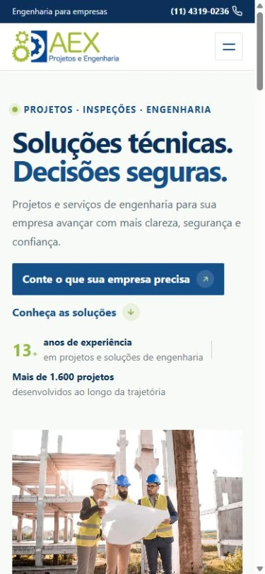 Captura real do AEX Engenharia em formato celular