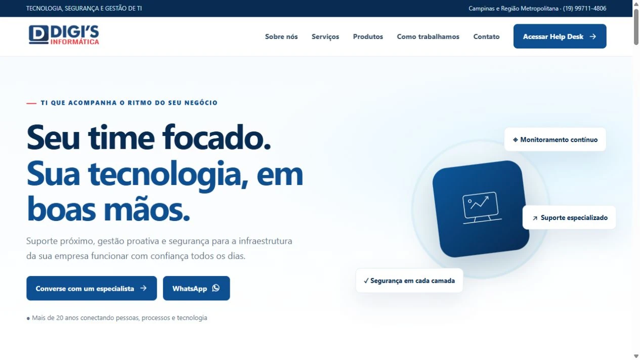 Captura real do site da Digi’s Informática