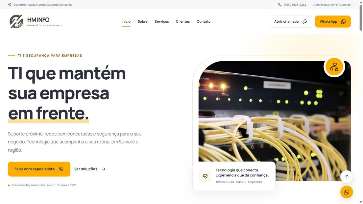 Captura real do site da HM INFO