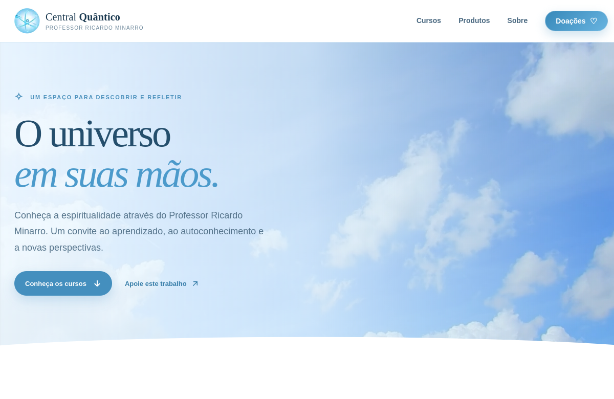 Captura real do site Central Quântico na versão desktop