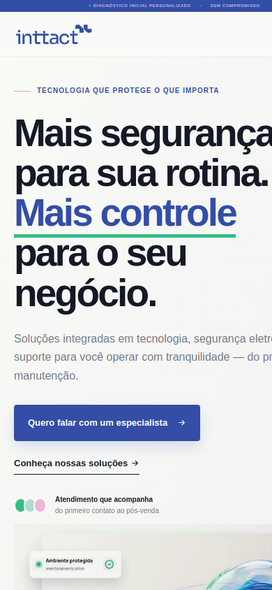Captura real do site INTTACT na versão celular