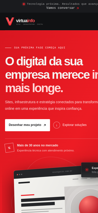 Captura real do site Virtuainfo na versão celular