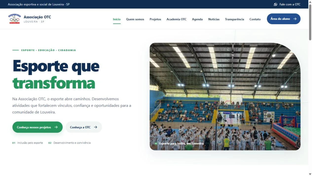 Captura real do site Associação OTC