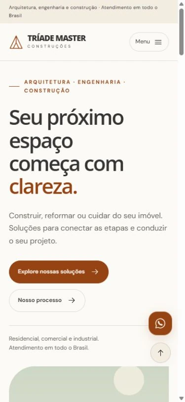 Captura real da Tríade Master Construções em formato celular