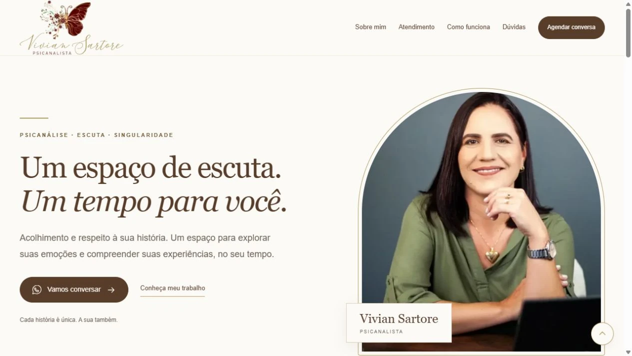 Captura real do site da Vivian Sartore